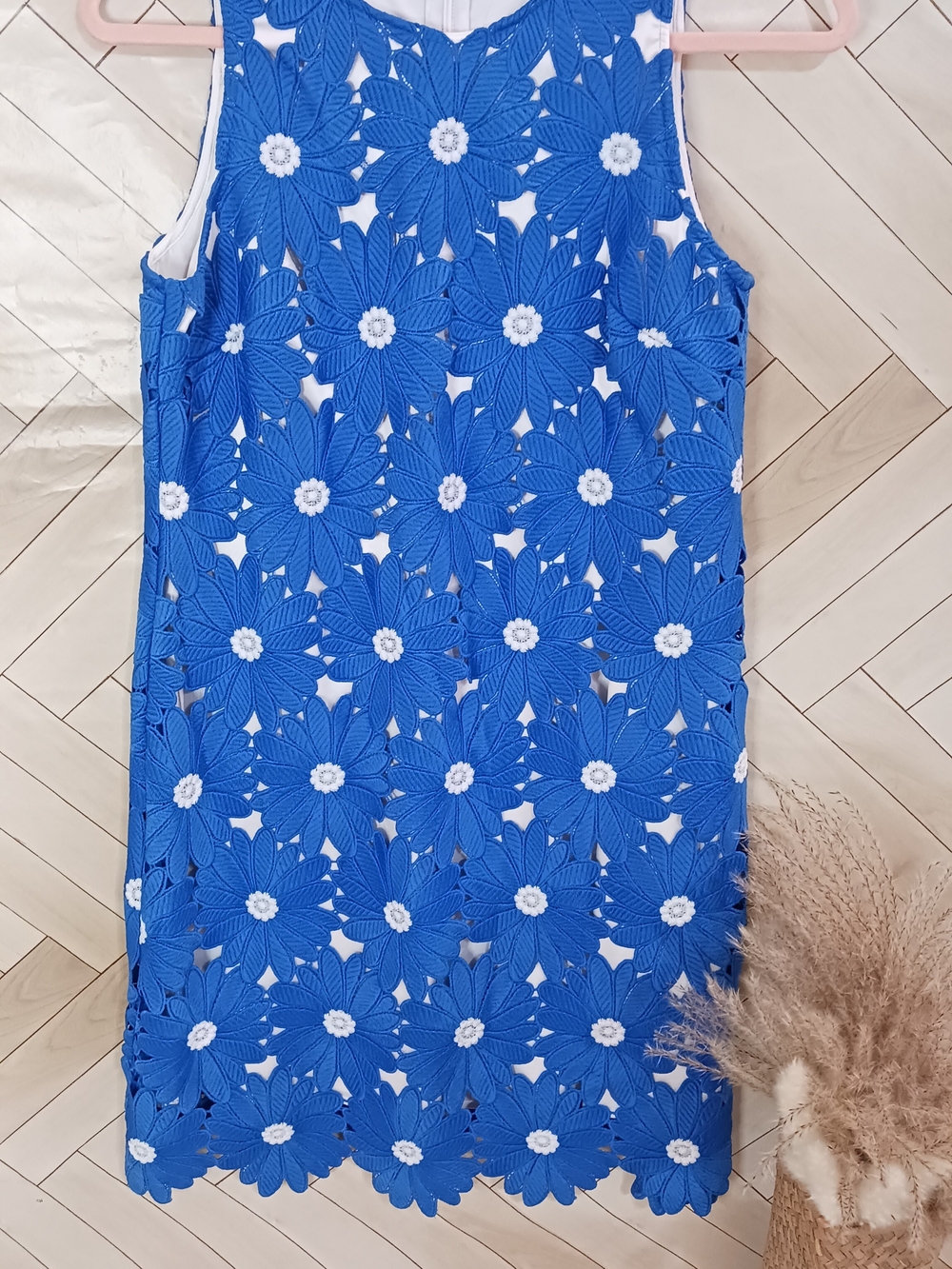 Alex Marie Dress Womens XS Royal Blue Floral Lace Overlay Crochet Wedding Guest